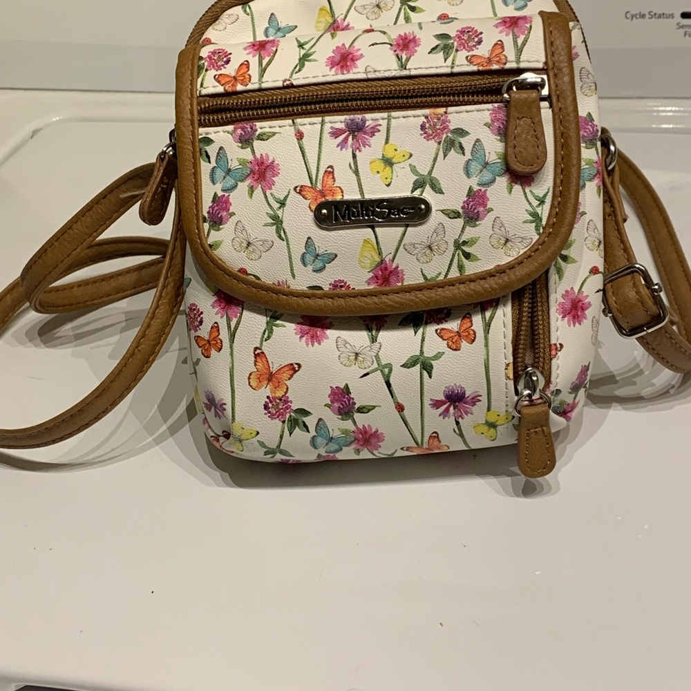 Charming Floral Crossbody Bag - Cream and Tan
